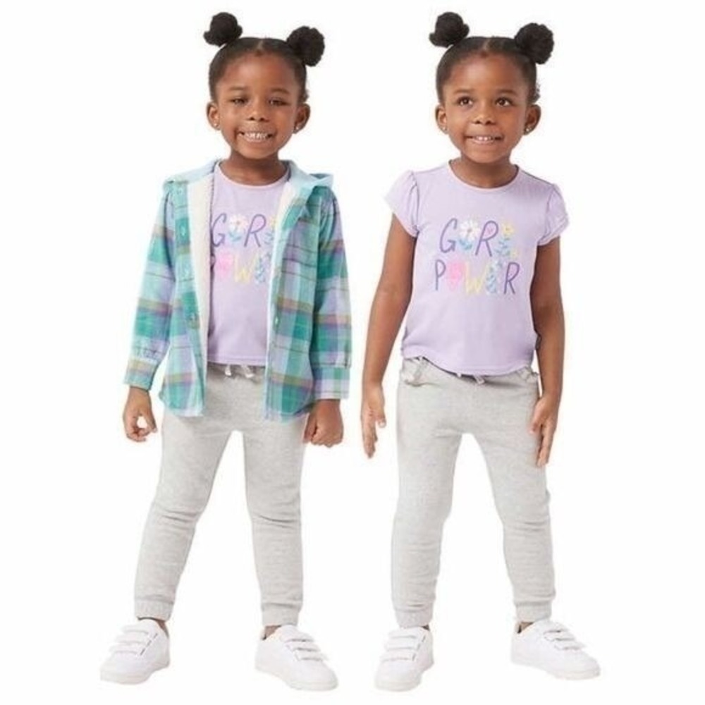 Buffalo Kids Girls 3-piece Shirt Jacket‎ Set Size 3T Purple/Green/Gray NWT